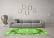 Machine Washable Abstract Green Modern Area Rugs in a Living Room,, wshabs3237grn