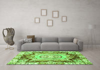 Machine Washable Abstract Green Modern Rug, wshabs3237grn