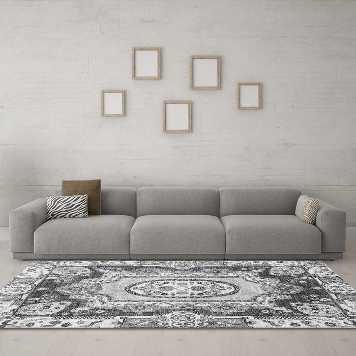 Machine Washable Abstract Gray Modern Rug in a Living Room,, wshabs3237gry