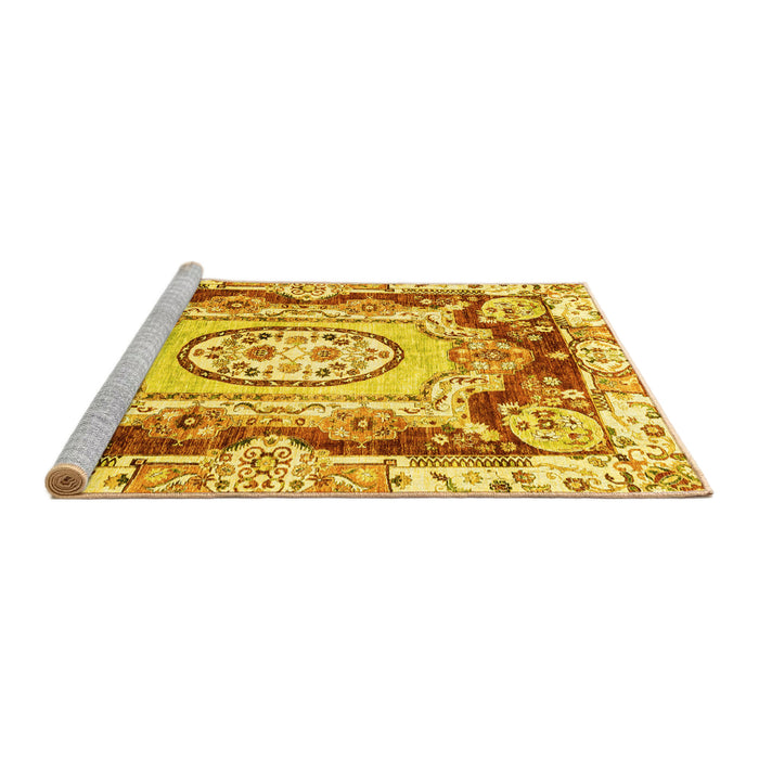 Sideview of Machine Washable Abstract Yellow Modern Rug, wshabs3237yw