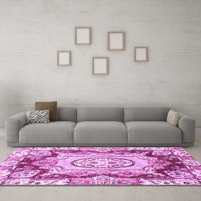 Machine Washable Abstract Purple Modern Area Rugs in a Living Room, wshabs3237pur