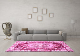 Machine Washable Abstract Pink Modern Rug in a Living Room, wshabs3237pnk