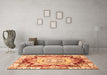 Machine Washable Abstract Orange Modern Area Rugs in a Living Room, wshabs3237org