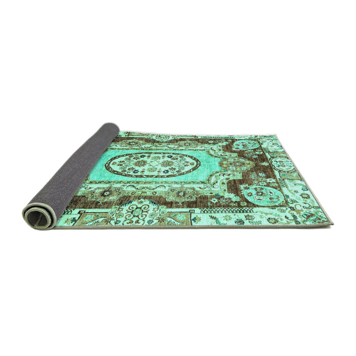 Sideview of Abstract Turquoise Modern Rug, abs3237turq