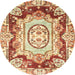 Round Machine Washable Abstract Brown Gold Rug, wshabs3237