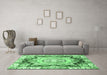 Machine Washable Abstract Emerald Green Modern Area Rugs in a Living Room,, wshabs3237emgrn