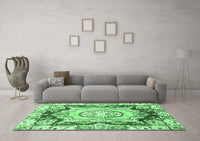 Machine Washable Abstract Emerald Green Modern Rug, wshabs3237emgrn