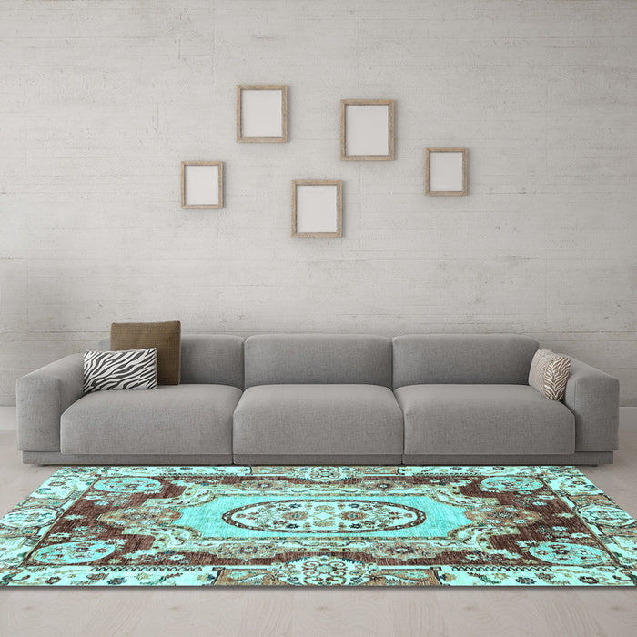Machine Washable Abstract Light Blue Modern Rug in a Living Room, wshabs3237lblu