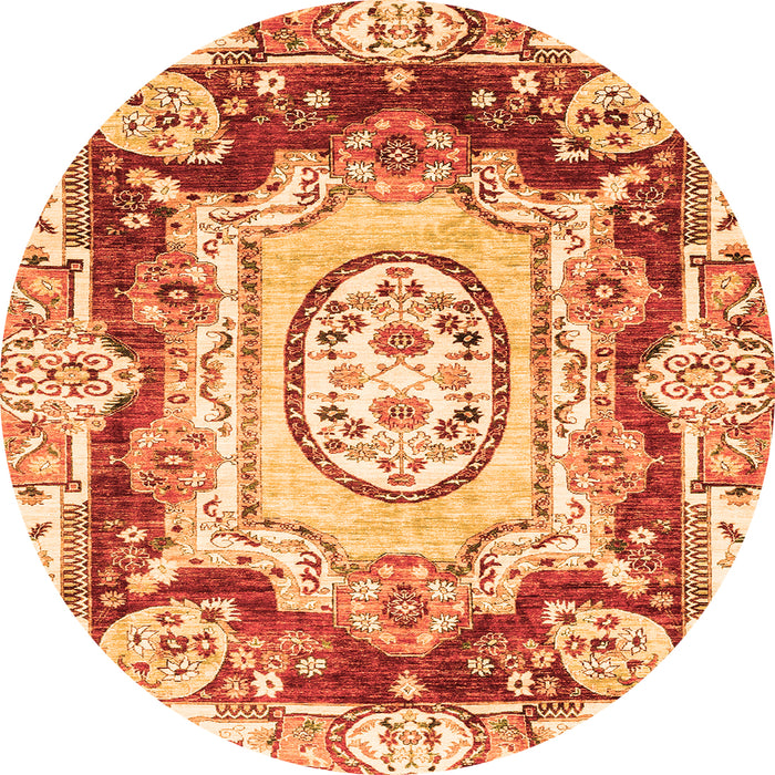 Round Abstract Orange Modern Rug, abs3237org