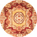 Round Abstract Orange Modern Rug, abs3237org