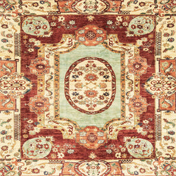 Square Machine Washable Abstract Brown Gold Rug, wshabs3237