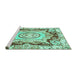 Sideview of Machine Washable Abstract Turquoise Modern Area Rugs, wshabs3237turq