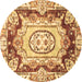 Round Abstract Brown Modern Rug, abs3237brn