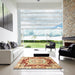 Square Abstract Brown Gold Modern Rug in a Living Room, abs3237