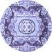 Round Abstract Blue Modern Rug, abs3237blu