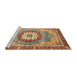 Sideview of Machine Washable Abstract Brown Green Rug, wshabs3238