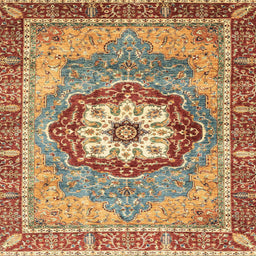 Square Abstract Brownish Green Modern Rug, abs3238