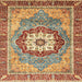 Square Abstract Brownish Green Modern Rug, abs3238