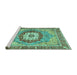 Sideview of Machine Washable Abstract Turquoise Modern Area Rugs, wshabs3238turq