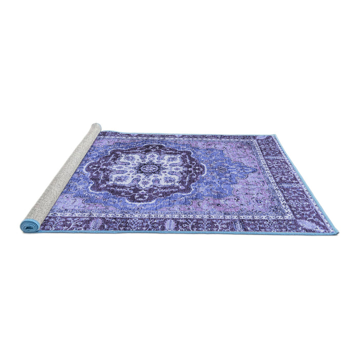 Sideview of Machine Washable Abstract Blue Modern Rug, wshabs3238blu