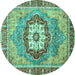 Round Abstract Turquoise Modern Rug, abs3238turq