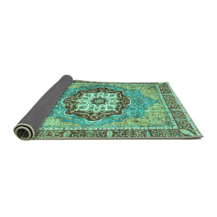Sideview of Abstract Turquoise Modern Rug, abs3238turq