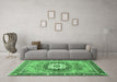 Machine Washable Abstract Emerald Green Modern Area Rugs in a Living Room,, wshabs3238emgrn