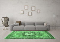 Machine Washable Abstract Emerald Green Modern Rug, wshabs3238emgrn