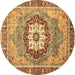 Round Machine Washable Abstract Brown Modern Rug, wshabs3238brn