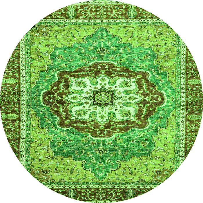 Round Abstract Green Modern Rug, abs3238grn