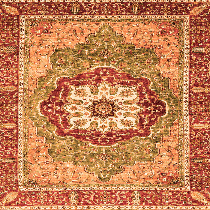 Square Machine Washable Abstract Orange Modern Area Rugs, wshabs3238org