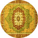 Round Machine Washable Abstract Yellow Modern Rug, wshabs3238yw