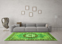 Machine Washable Abstract Green Modern Rug, wshabs3238grn