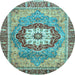 Round Machine Washable Abstract Light Blue Modern Rug, wshabs3238lblu