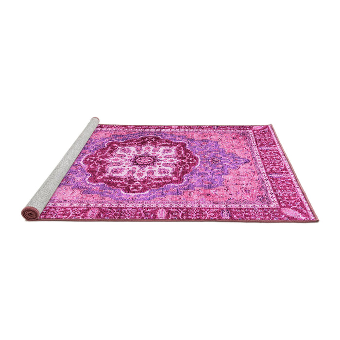 Sideview of Machine Washable Abstract Pink Modern Rug, wshabs3238pnk