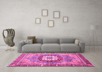 Machine Washable Abstract Pink Modern Rug, wshabs3238pnk