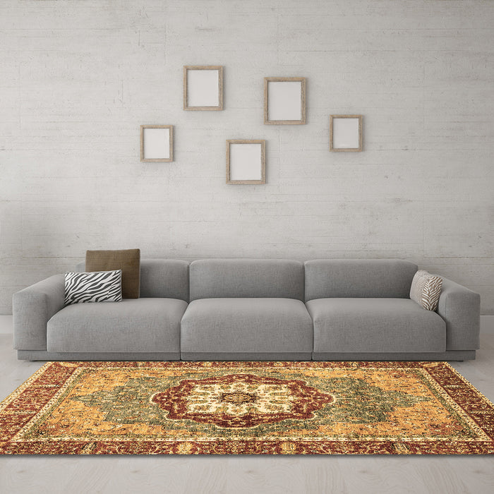 Machine Washable Abstract Brown Modern Rug in a Living Room,, wshabs3238brn