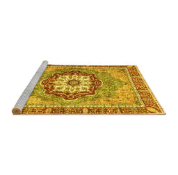 Sideview of Machine Washable Abstract Yellow Modern Rug, wshabs3238yw