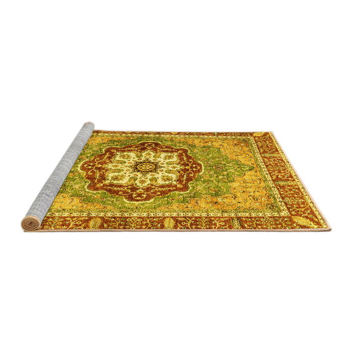 Sideview of Machine Washable Abstract Yellow Modern Rug, wshabs3238yw