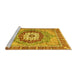 Sideview of Machine Washable Abstract Yellow Modern Rug, wshabs3238yw