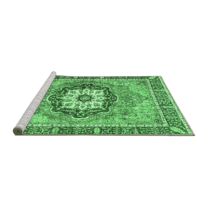 Sideview of Machine Washable Abstract Emerald Green Modern Area Rugs, wshabs3238emgrn