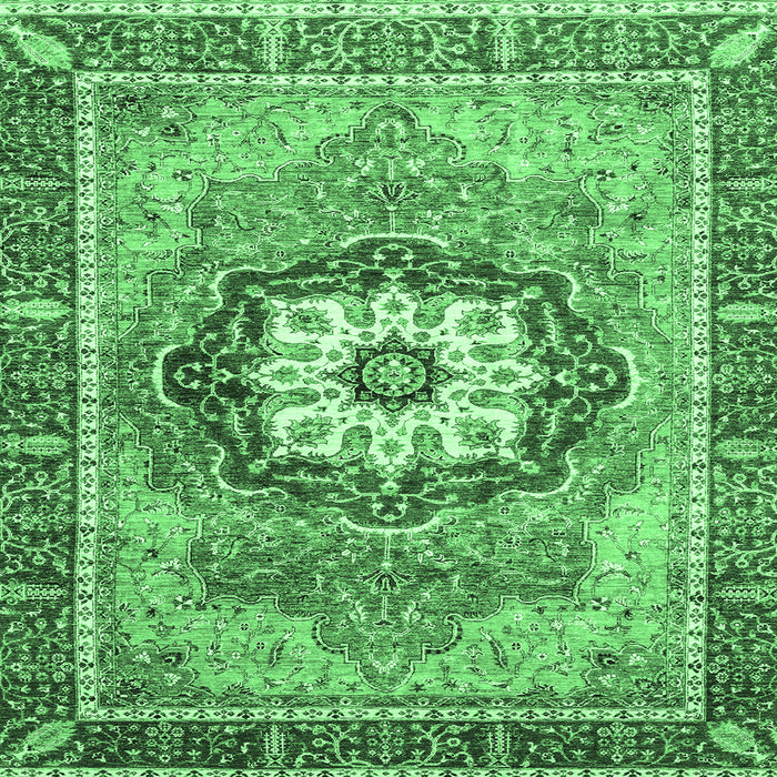 Square Machine Washable Abstract Emerald Green Modern Area Rugs, wshabs3238emgrn