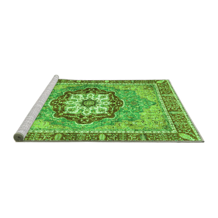 Sideview of Machine Washable Abstract Green Modern Area Rugs, wshabs3238grn