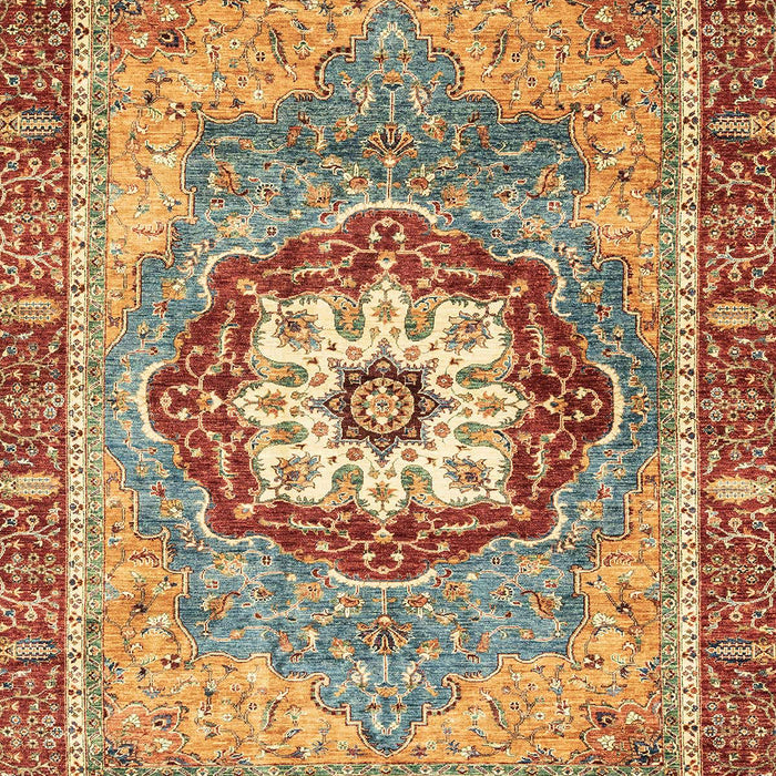 Machine Washable Abstract Brown Green Rug, wshabs3238