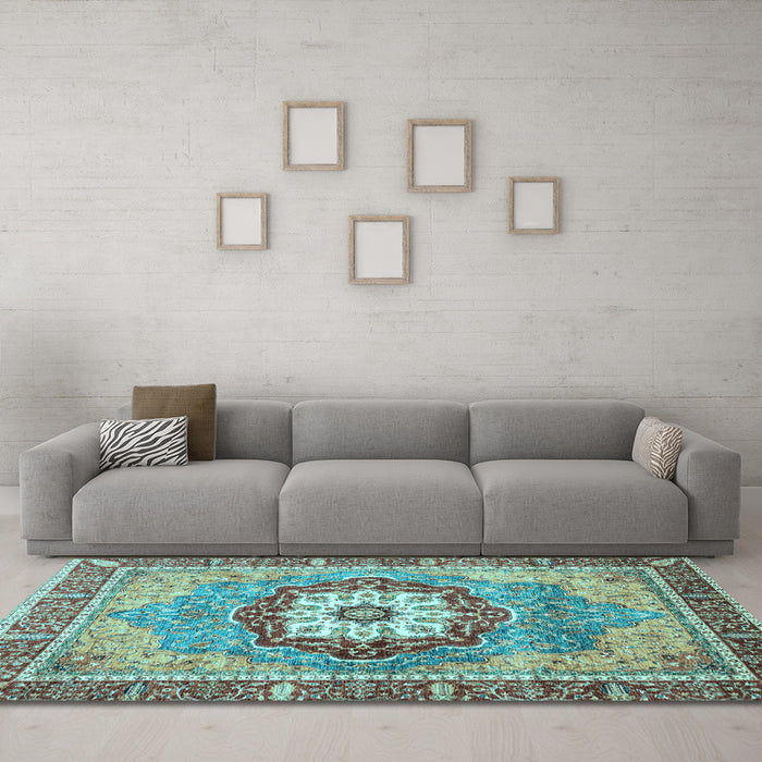 Machine Washable Abstract Light Blue Modern Rug in a Living Room, wshabs3238lblu