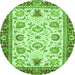 Round Abstract Green Modern Rug, abs3239grn