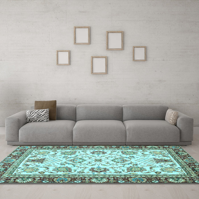 Machine Washable Abstract Light Blue Modern Rug in a Living Room, wshabs3239lblu