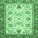 Square Abstract Emerald Green Modern Rug, abs3239emgrn