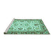 Sideview of Machine Washable Abstract Turquoise Modern Area Rugs, wshabs3239turq