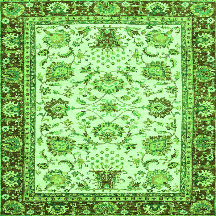 Square Machine Washable Abstract Green Modern Area Rugs, wshabs3239grn